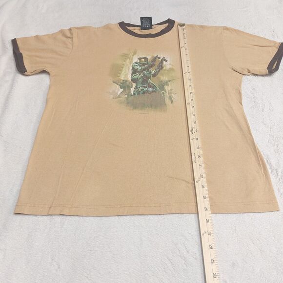 VTG Y2K Xbox Halo 2 Master Chief T Shirt Ringer Brown Promo Men's Size Large - Picture 7 of 9